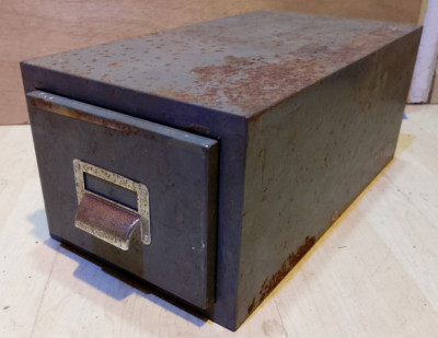 Vintage Kunst Metall klein eine Schublade grün Metall Karteikarte Aktenschränke Stapel