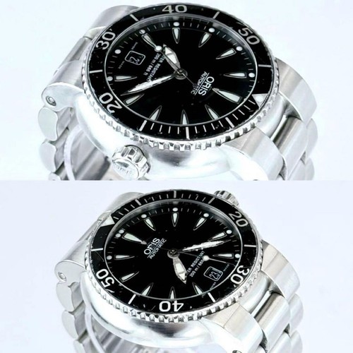 Orologio Uomo Automatico ORIS Diver's Date 7533 Quadrante Nero Lunetta Girevole Argento - Foto 6 di 10