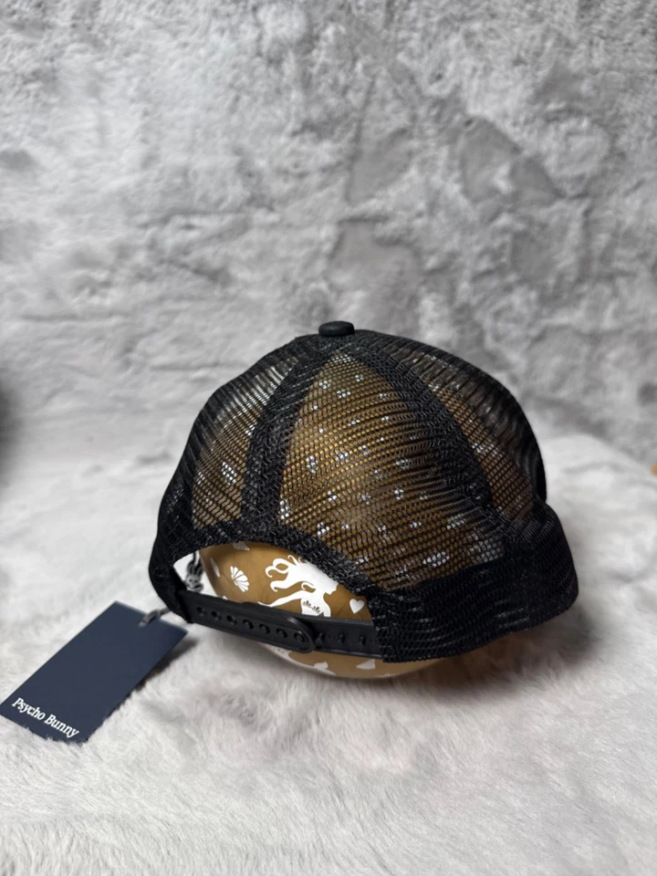 Psycho Bunny Mens Black Harley Trucker Hat Cap Snap Back One Size Adult - Image 4 of 4