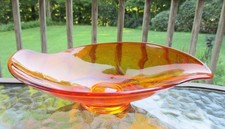 Viking Glass Epic 8 Inch 1148 Oblong Persimmon Candy Dish Bonbon Footed Bowl