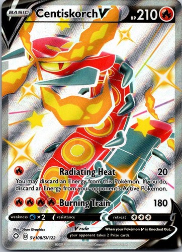 Centiskorch V SV108/SV122 Holo Ultra Rare Shining Fates Shiny Vault Pokemon NM