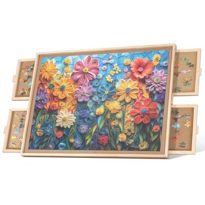 1500 Pieces Rotating Puzzle Board with 4 Drawers,32.68''x24.41'' Portable Woode...