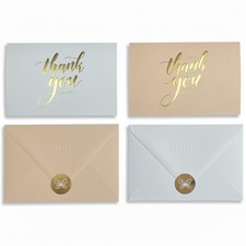 Thank You Cards with Envelopes 50 Pack   25 Light Blue  25 Cream Elegant Des...