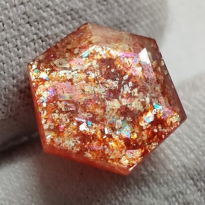 Natural Flashy Orange Sunstone Cut Hexagon Shape Gemstone for Jewelry 5.6 Cts