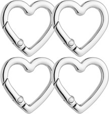 4 Pcs Heart Shaped Keychain Clip, Zinc Alloy Cute Heart Carabiner, Small Craf...