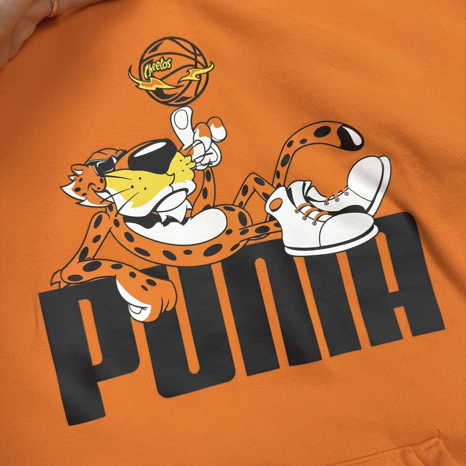 Sudadera con Capucha PUMA X Cheetos Para Hombres XL Naranja Chester Cheetah Pullover Ropa de Calle Foto 2 de 4