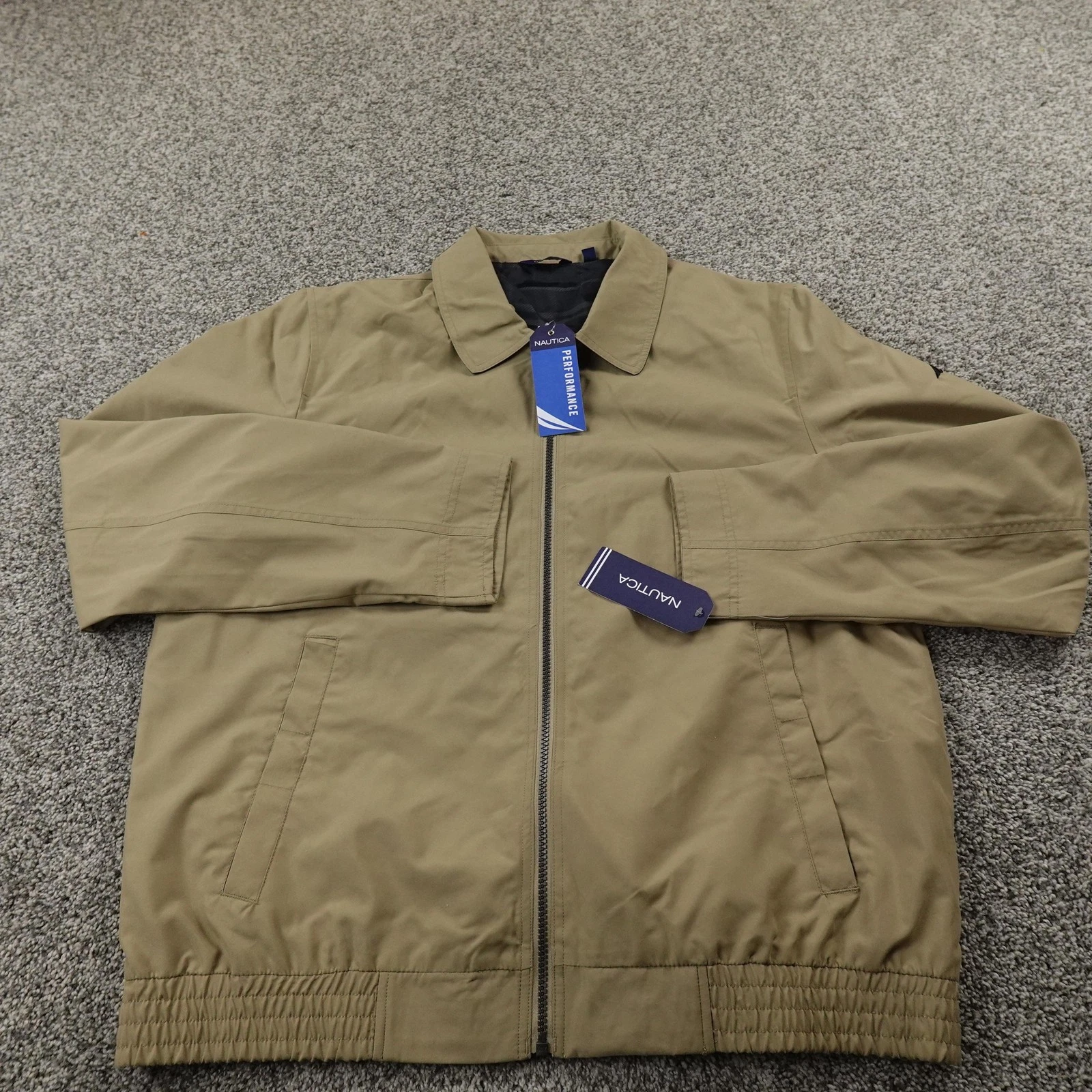 NEW Nautica Jacket Mens L Beige Performance Windbreaker Full Zip Outdoor Coat image 2