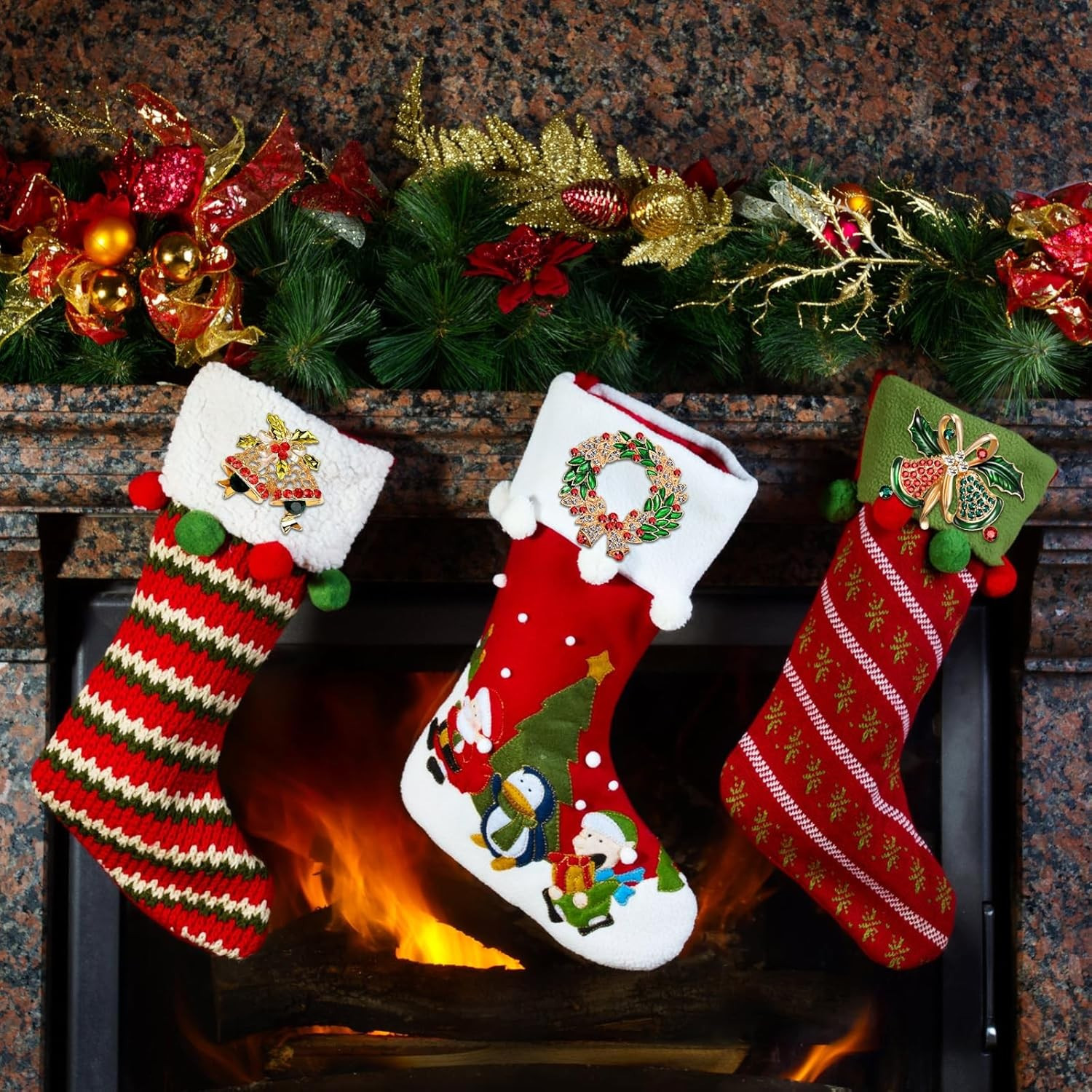 12 Pcs Christmas Brooch Pins Set for Women - Rhinestone Crystal Style-1