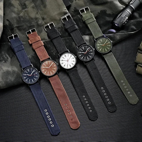 Men's Military Sports Watch Luminous Shock Resistant Canvas Strap Outdoor Quartz