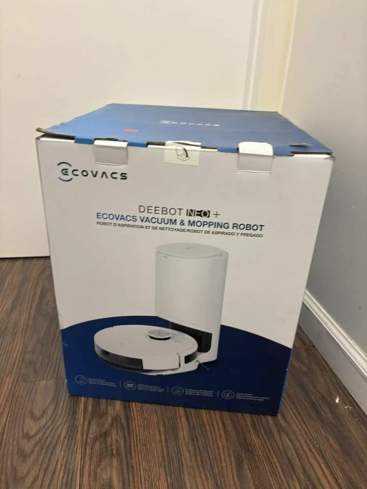 EcoVacs DEEBOT NEO+ Vacuum and Mop Robot in White Auto-Empty Station