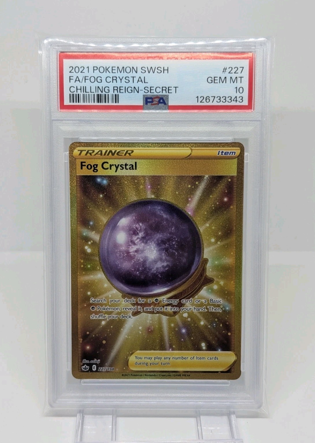 2021 Pokemon FOG CRYSTAL 227/198 [Gold Secret] Chilling Reign Gem Mint PSA 10 💎