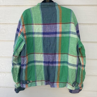 ジャケット・アウター 90s Ralph Lauren Madrascheck Harrington Polo Ralph Lauren Madras Check Linen Harrington Plaid Jacket Large
