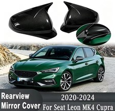 FÜR SEAT LEON CUPRA MK4 2020-24 SEITENSPIEGEL ABDECKUNGEN CARBON FIBER LOOK SPORT