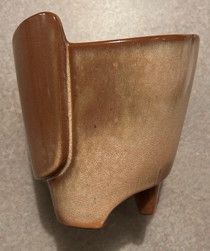 Vintage Frankoma Pottery Planter Bowl # 39 Footed Tan/Brown Glaze 5 1/2"
