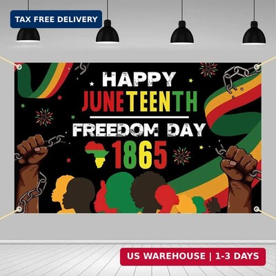 AIBIIN Happy Juneteenth Banner Backdrop Props African American Independence Day