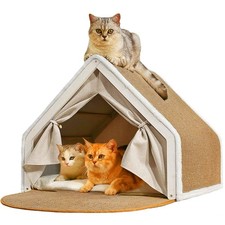 Cat Houses for Indoor Cats - 4 Seasons Bed Cave Sharp Roof - S, Nature