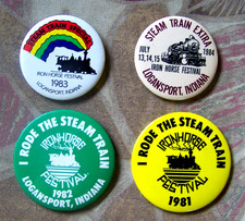 4 Vintage Ironhorse Festival 1981-84 Pins Logansport Indiana, Nice Ones