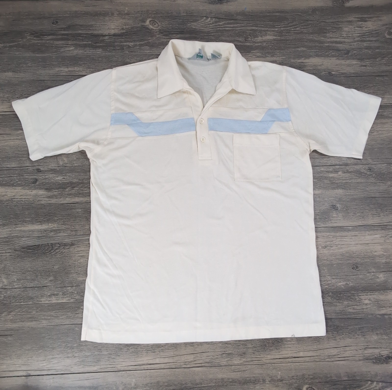 VTG 70s Royale Air Polo Shirt Adult Large White Disco Lightweight Casual Mens L