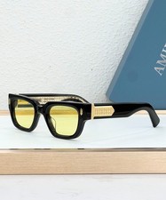 AMIRI Venice Sunglasses Black Gold Yellow Lens Square Unisex 50-24-145