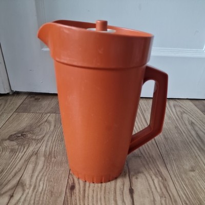 Vintage Tupperware Ernte orange Krug & Druckknopfdeckel 70er Jahre