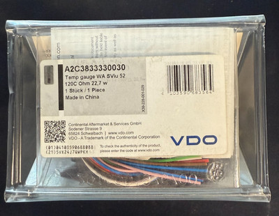 VDO Temperature Gauge, WA SViu 52, 120C Ohm, Part # A2C3833330030
