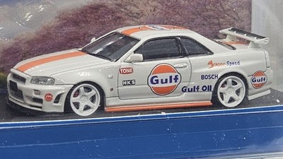 RARE Nissan Skyline GTR R34 WHITE Gulf Bosch HKS Racing IN HAND* USA 1 of 499