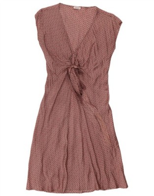 MAX & CO. Womens Front Tie A-Line Dress UK 12 Medium Burgundy Spotted DU09