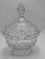 Heavy Crystal Candy Dish with Cover/Lid - Beautiful Piece, Unknown Maker  10”