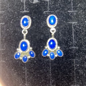 Navajo Style Cluster Earrings 925 And Natural LAPIS LAZULI