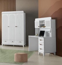 Weißer Kinderzimmer Schrank Schreibtisch  Kleiderschrank Luxus Holz Schränke Neu