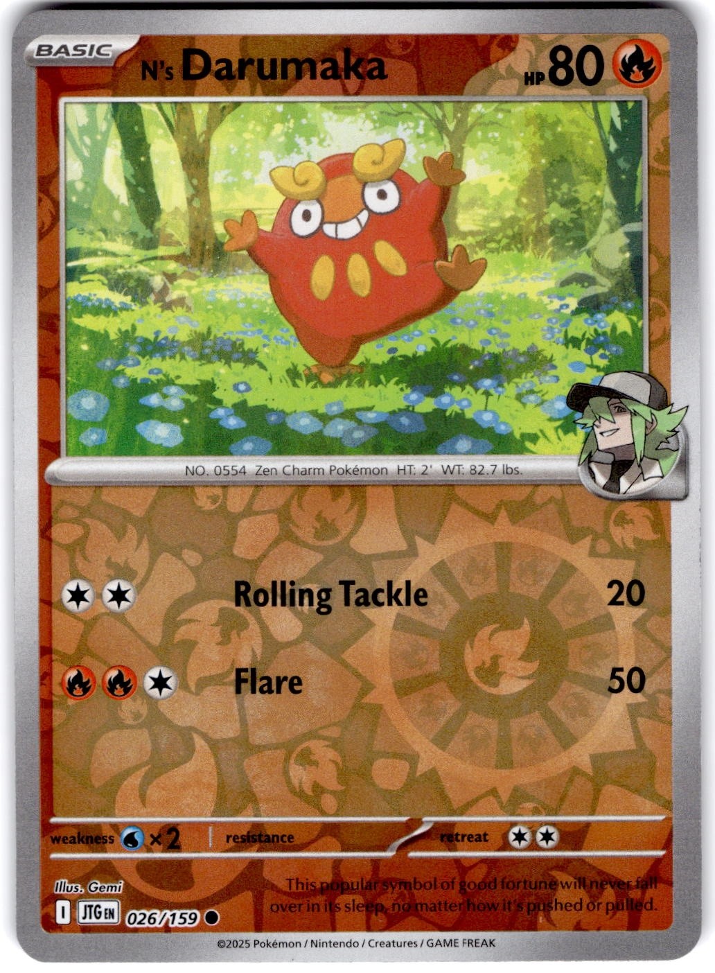 Pokemon N's Darumaka Journey Together 26/159 Reverse Holo Near Mint English