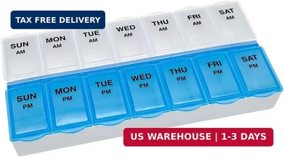 Amazon Basic Care 7-Day AM/PM Pill Organizer, Medication Planner with Large Comp