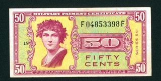 Series 541 50 cents US Military Payment Certificate CURRENCY (WRITING)