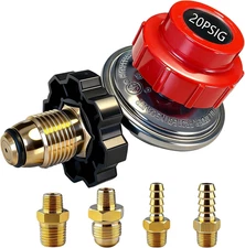 MCAMPAS Adjustable Propane Regulator Valve 0 to 20 PSI LP Hose Conversion Kit.Ma