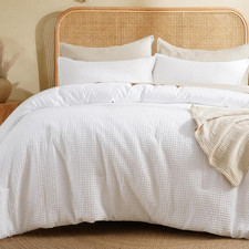 Waffle Weave Comforter Set 3PCS Queen Size, Soft Breathable Lightweight Cozy Ski