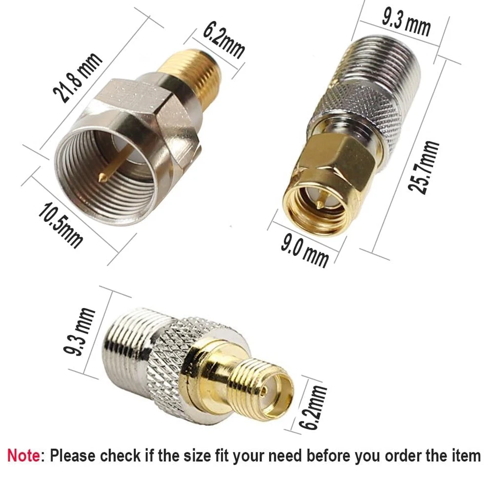 F Type to SMA Male Female Coax Connector Coaxial Adapter 2 Sets 6 Pcs - Image 3 of 4