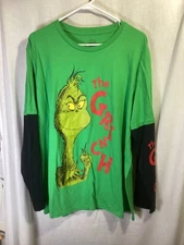 The Grinch Green 2XL Long Sleeve Cotton Blend T Shirt T 14
