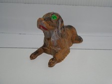 VINTAGE PLASTIC BROWN DOG GREEN EYES PENCIL SHARPENER FIGURE UNBRANDED (MA1648)