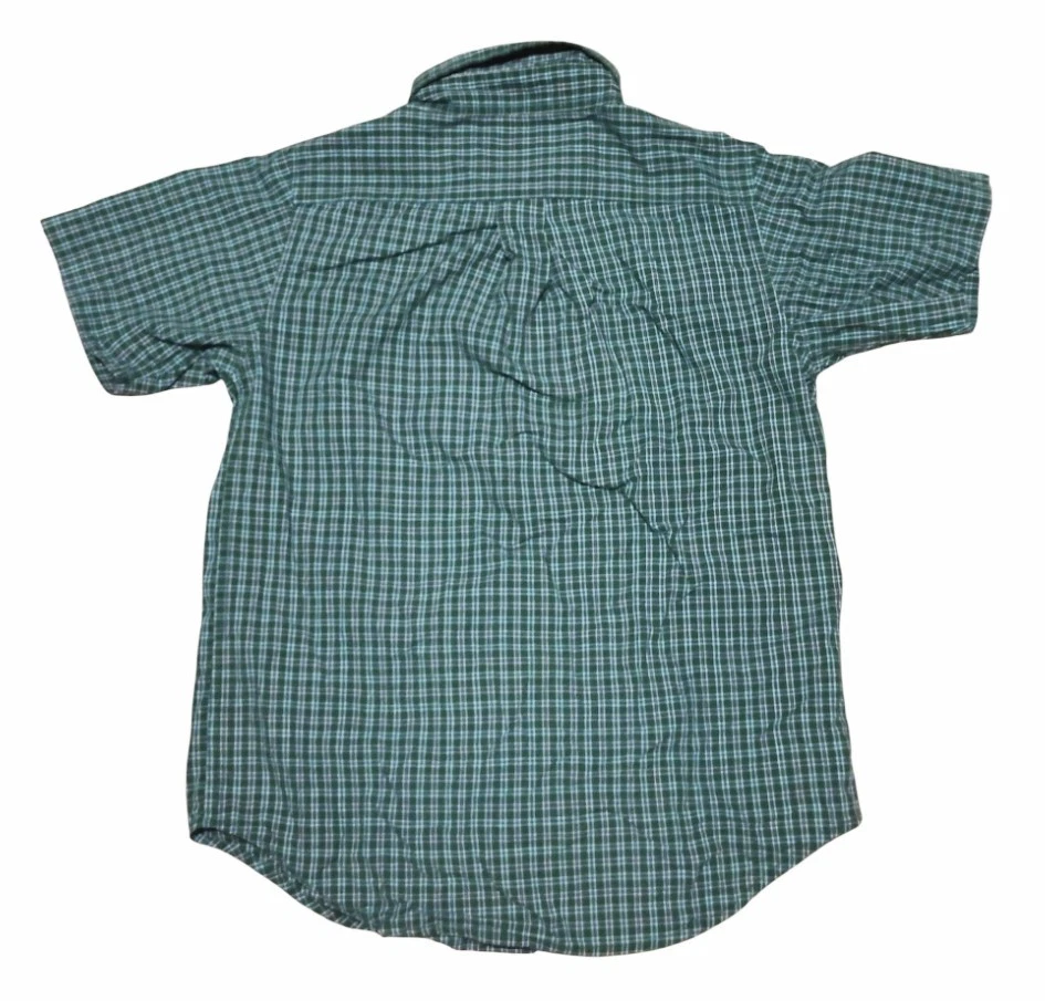 Camisa de franela Chaps para niños talla 6 verde a cuadros manga corta 100 % algodón vintage Foto 2 de 4