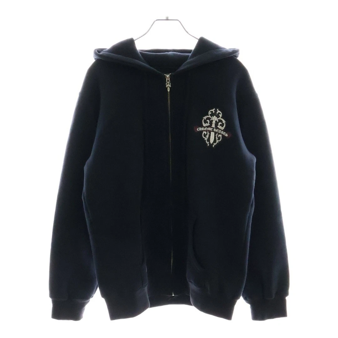 Felpa con cappuccio e zip Chrome Hearts Oldger Daggero modell stampata foderat term neraa u