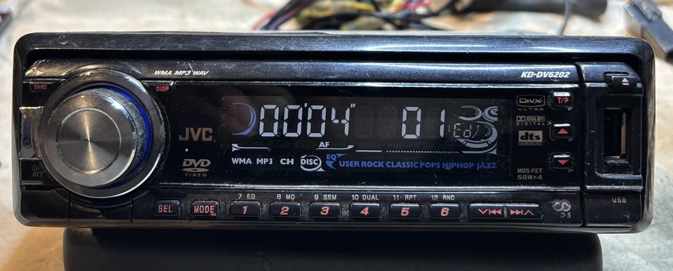 Org. JVC KD-DV6202 Autoradio CD WMA MP3 DVD MOSFET 50WX4 AUX USB Adapter Geprüft - Bild 4 von 4