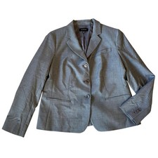 Talbots Blazer 14 Wool Blend Gray Career Minimalist NWOT Lightweight