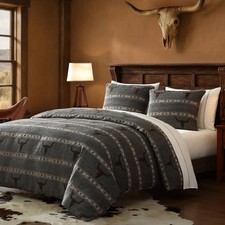 Chisholm Longhorn Chenille Jacquard Western Country King 3 Pc Comforter Bed Set