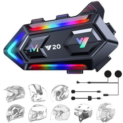 Motorcycle Helmet Speakers with 16-Types RGB Dazzling Lights High Battery Lif...
