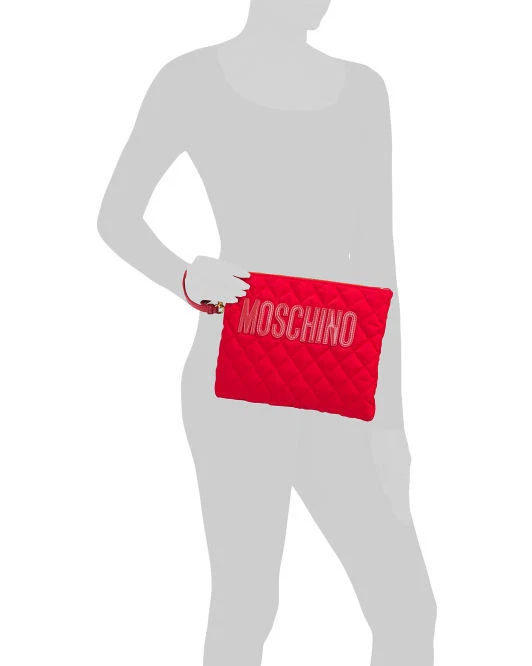 NUEVO MOSCHINO Couture Jeremy Scott Acolchado BOLSA CLUTCH Muñequera ROJA Italia Grande Foto 2 de 4