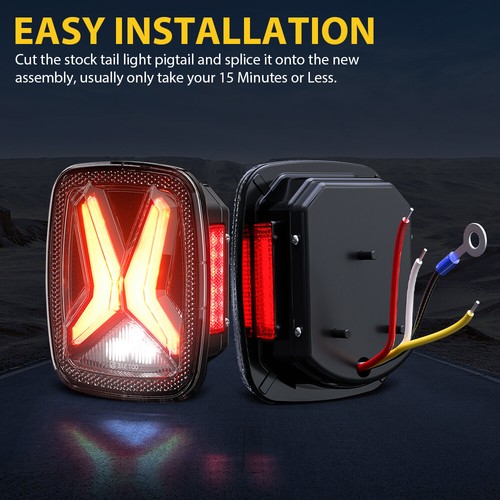 Pair For Jeep Wrangler TJ CJ YJ Smoked LED Tail Lights Brake/Turn Reverse Lamps - Picture 4 of 12