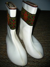 Extraordinary 1940's German Embroidered Go-Go Ankle Boots. Fur Lined.