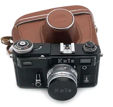 Ukrainian Contax copy KIEV 4AM Olympiad 1980 BLACK 35mm camera w Jupiter-8M CCCP