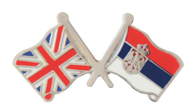 Serbien Staatsflagge & Großbritannien Flagge Freundschaft Höflichkeit Pin Anstecker