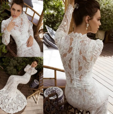 Wedding Dresses for Girls Long Sleeves Mermaid Bride Bridal Gowns Lace Appliques